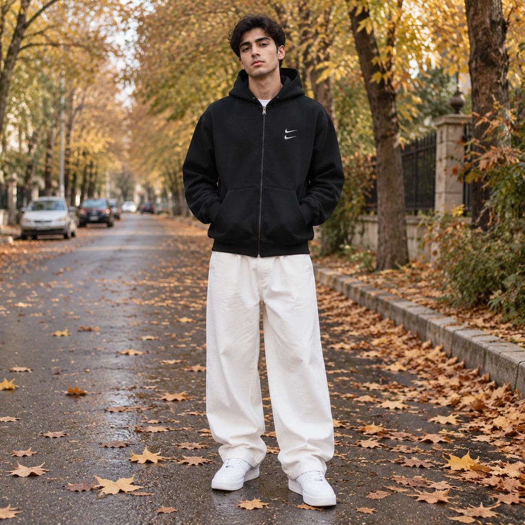 سوئیشرت دورس کلاهدار مردانه نایکی مدل Double Nike-مشکی